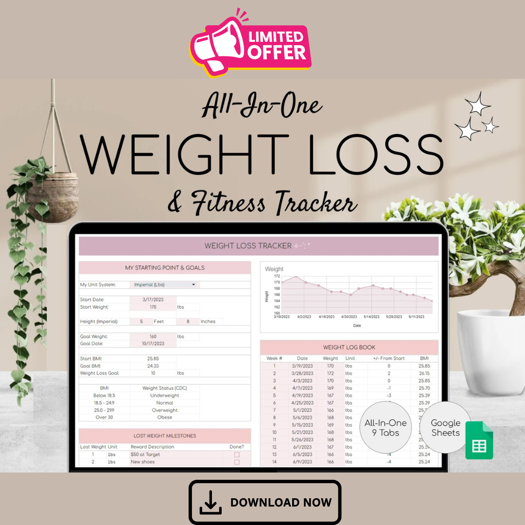 Weight Loss Digital Planner & Progress Tracker 💪